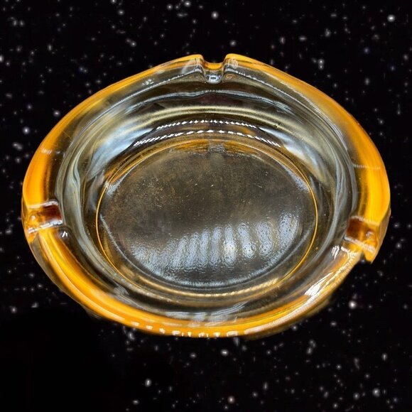Mid Century Light Amber Art Glass Ashtray MCM Cigar Glass Tray 4.25”Wide - Picture 7 of 9